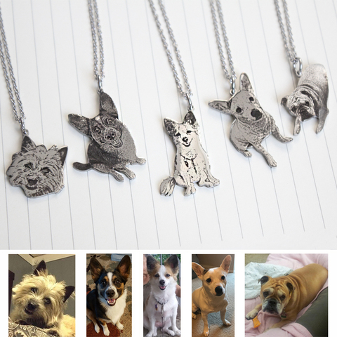 Collier en acier inoxydable avec photo d'animal de compagnie, sculpté sur mesure, cadeau pour hommes et femmes ► Photo 1/6