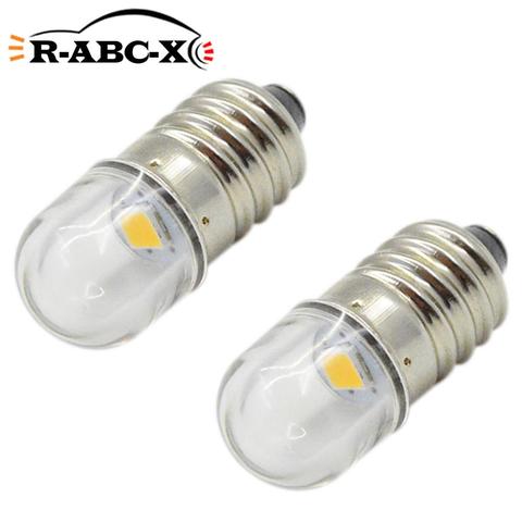 2 pièces P13.5S E10 vis 0.08A 1smd 2835 moto lampe de poche LED pour intérieur vélo torche Spot lampe ampoule DC3V 6V 12V blanc chaud ► Photo 1/5