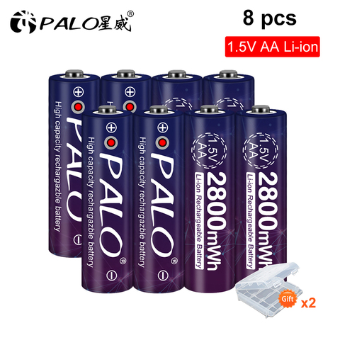 PALO 1.5V AA Rechargeable Li-ion batterie 2800mWh tension constante 1.5V batterie au Lithium avec lumière LED pour caméra lampe de poche jouets ► Photo 1/6