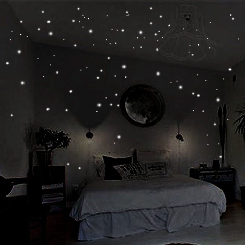 407 autocollants muraux lueur dans la nuit, autocollant étoile pour la décoration de la chambre des enfants ► Photo 1/6