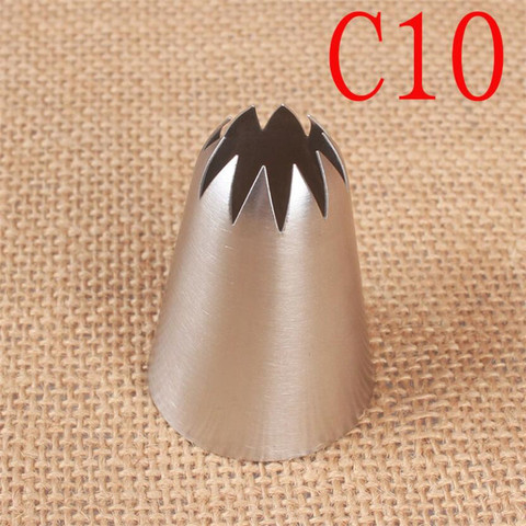 Douilles de glaçage et de décoration de crème de gâteaux, embouts de pâtisserie en acier inoxydable, douilles de glaçage, grande taille, outils avec 10 dents, étoile fermée, # C10 ► Photo 1/4