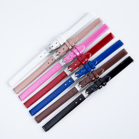 Haute Qualité En Cuir Bracelets 8mm pour femmes Montres Accessoires de Montre Mince Montre Bracelet Poignet Ceinture avec Boucle Ardillon Nouveau ► Photo 1/6