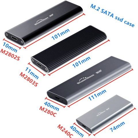 Boîtier pour disque dur portable, M.2, SATA, NGFF, boîtier ssd, USB 3.0, 2242/2260/2280, Type c, caddie en aluminium ► Photo 1/6