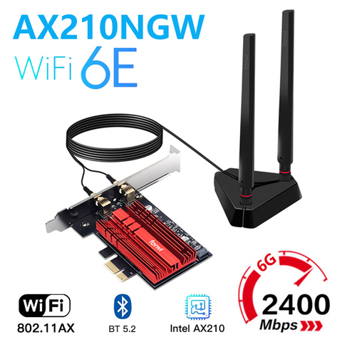 Carte Wi-Fi 6E Intel AX210 Tir Band 2.4/5/6Ghz, 5374M, BT 5.2, PCIe, adaptateur réseau sans fil, PCI Express, Wlan ► Photo 1/6