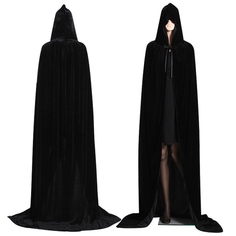 Cape à capuche en velours, longue pour noël, Halloween, vêtement d'extérieur effrayant, Costume médiéval, sorcière Wicca, Vampire ► Photo 1/6