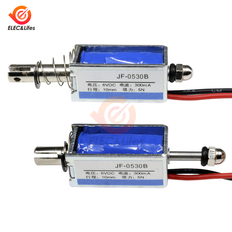 Solénoïde linéaire de Type Push-Pull, 6V, 12V, 24V DC, cadre ouvert, Force de maintien de l'électro-aimant, course 5N, 10mm, JF-0530B ► Photo 1/6