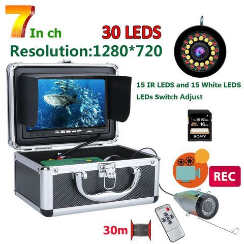 MAOTEWANG poisson Finder sous-marine pêche caméra HD 1280*720 écran 30 pièces LED 1080P 30M caméra pour la pêche 16GB DVR ► Photo 1/6