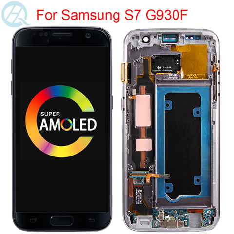 Écran d'origine G930F pour Samsung Galaxy S7 G930F LCD avec cadre 5.1 
