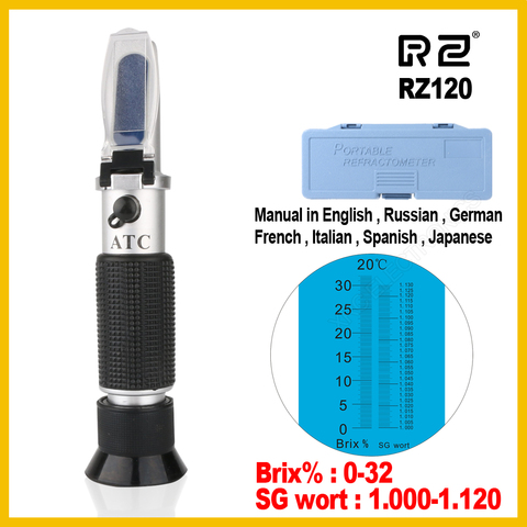 RZ réfractomètre bière Brix moût sucre alcool 0 ~ 30% 1.000 ~ 1.120 SG spécifique gravité outil de poche hydromètre RZ120 outil ► Photo 1/6