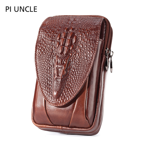 Sac de plage pour hommes, véritable pochette pour téléphone portable d'été, Mini sac de ventre, sac banane, sac de taille en peau de vache à la mode ► Photo 1/6