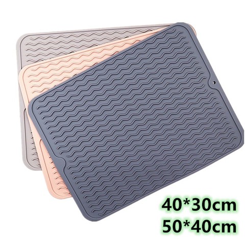 Silicone plat tapis séchage résistance à la chaleur anti-dérapant napperon vaisselle antiadhésif Silicone ondulé Drain réservoir tampon accessoires de cuisine ► Photo 1/6