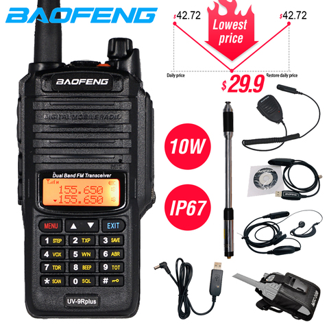 Puissant 10W Baofeng UV-9R plus étanche talkie-walkie Portable CB jambon Radio 10KM longue portée double bande hf émetteur-récepteur transmettre ► Photo 1/6