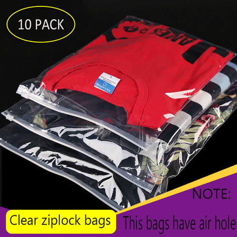 Sac de rangement refermable pour vêtements de voyage, emballage en poly transparent avec fermeture à glissière, sous-vêtements en plastique, lot de 10 unités ► Photo 1/5