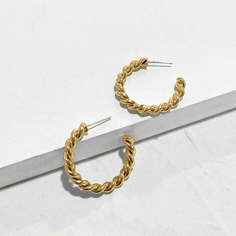 Peri'sBox 29mm milieu ouvert torsadé boucles d'oreilles forme C épais boucles d'oreilles cerceaux minimaliste Simple boucles d'oreilles pour les femmes de tous les jours ► Photo 1/6