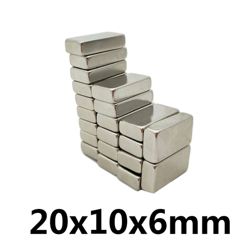 3 ~ 100 PIÈCES 20x10x6mm N35 Carrés NdFeB Aimant Néodyme Super Fort Bloc Aimants Permanents Puissants Aimants Magnétiques 20*10*6mm ► Photo 1/3