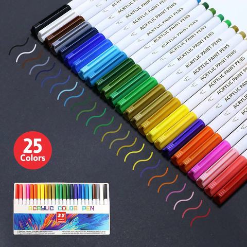 21/25 stylos de marqueur de peinture acrylique permanente de couleur pour la toile de tissu, peinture de roche d'art, fabrication de carte, métal et céramique, verre ► Photo 1/6