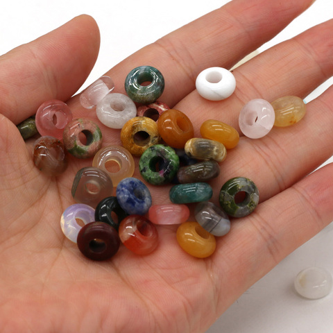 Nouveau 10 pièces/lot perles d'agates naturelles boulier forme grand trou perles en pierre naturelle taille 5x10mm pour la fabrication de bijoux collier trou 4mm ► Photo 1/6