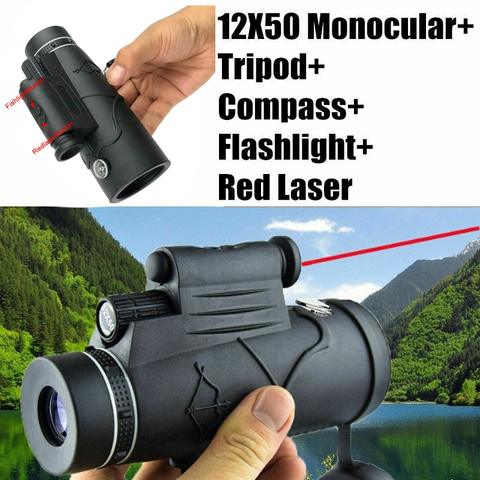 12X50 1800M/9900M lampe de poche + Vision nocturne infrarouge télescope Laser + boussole pour les états-unis en gros ► Photo 1/6