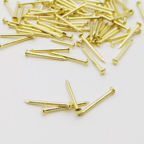 Mini porte-ongles à tête ronde en fer pour bijoux, boîte de poitrine, charnière de meuble, 200 pièces, diamètre doré 1.2mm 1.5mm 1.8mm ► Photo 1/6