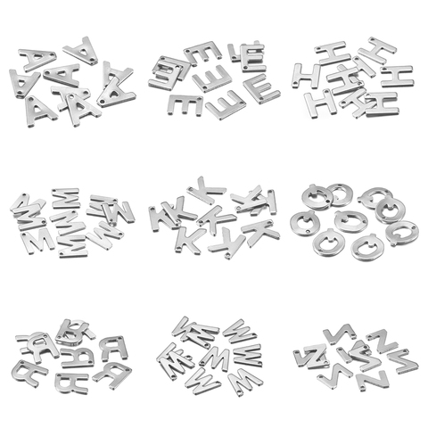 50pcs en acier inoxydable A-Z lettre pendentif Alphabet breloques pour Bracelet boucles d'oreilles pour bijoux à bricoler soi-même pendentifs faits à la main fabrication de bijoux ► Photo 1/6