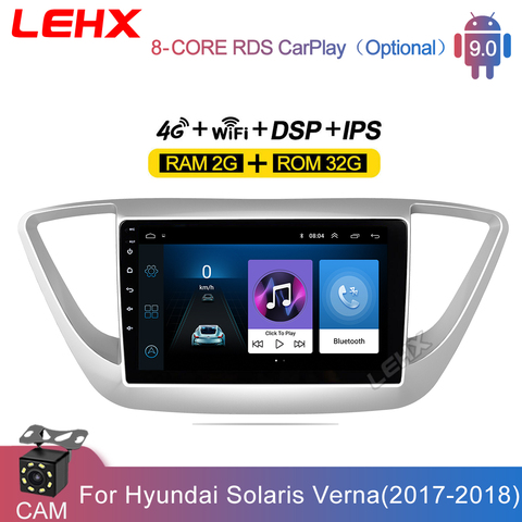 Autoradio Android 9.0, Navigation GPS, lecteur multimédia vidéo, DVD, 2 Din, RAM2G, pour voiture Hyundai Solaris 2, Verna 2016, 2017, 2022 ► Photo 1/6