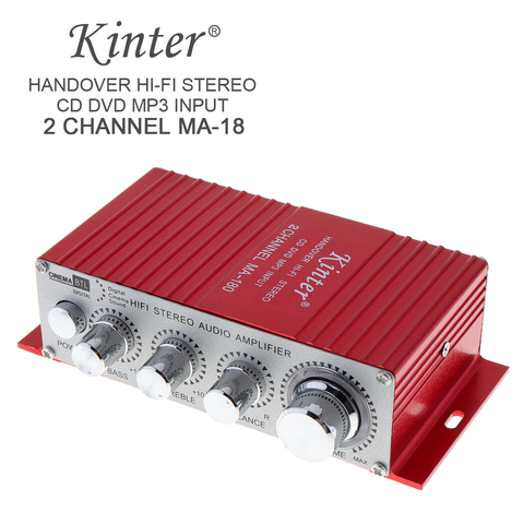 Kinter MA-180 Mini amplificateur Audio de voiture en alliage USB 2CH amplificateur HIFI stéréo pour bateau ampli: amplificateurs de puissance automatique rouge 12V ► Photo 1/6