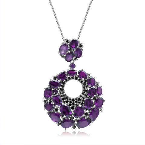 Collier de BALLET avec pendentifs en améthyste naturelle violette pour femmes, nouveau bijou fin romantique en argent Sterling 925 ► Photo 1/6