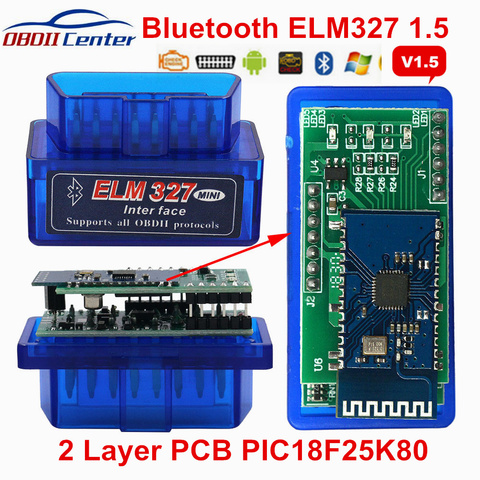 Nouvellement Elm327 Pic18f25k80 Bluetooth V1.5 Scanner automatique 2 couches Pcb Elm 327 25k80 Obdii Scanner de Diagnostic matériel 1.5 Andorid Pc ► Photo 1/6