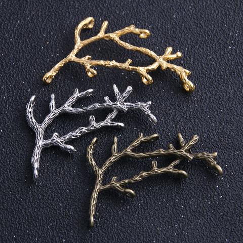 Collier fin, pendentif de branches fait main, connecteur de branche d'arbre en trois couleurs 26*56mm, collier fin ► Photo 1/5