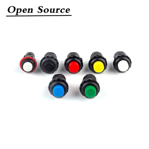 Mini interrupteurs à bouton-poussoir de 12mm, 10 pièces, 3A /125VAC, verrouillage, auto-réinitialisation/momentané, rouge, vert, bleu, jaune, blanc, noir ► Photo 1/6