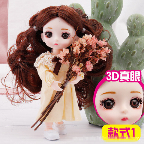 BJD Mini poupée 16 Cm 13 articulations mobiles fille bébé 3D grands yeux belle poupée avec des vêtements habiller des cadeaux de noël pour les filles ► Photo 1/6