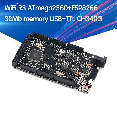 Mémoire 32 mo + WiFi R3 ATmega2560 + ESP8266, USB-TTL ch 340g Compatible avec Arduino Mega NodeMCU pour WeMos ESP8266 ► Photo 1/6