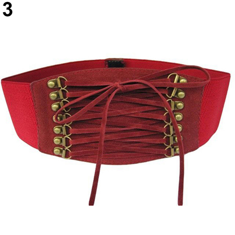 Ceinture large élastique avec pompon pour femmes, Corset extensible, tendance, à lacets ► Photo 1/4