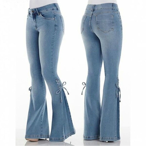 Pantalon évasé en jean pour femme, pantalon évasé, Slim, extensible, jambes larges, à la mode ► Photo 1/5