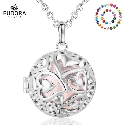 Eudora 20mm harmonie boule pendentif collier coeur rond médaillon Cage ajustement 20/18mm musique son carillon balle pour femmes enceintes bola de grossesse avec chaine Colliers apaisants pour nouveau-nés et ► Photo 1/6