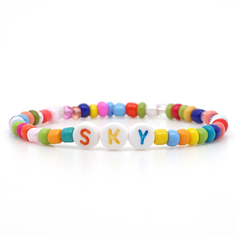 Shinus – Bracelet Kandi pour femmes, style Boho, avec lettres, bijoux arc-en-ciel, perles multicolores, cadeau pour filles ► Photo 1/6