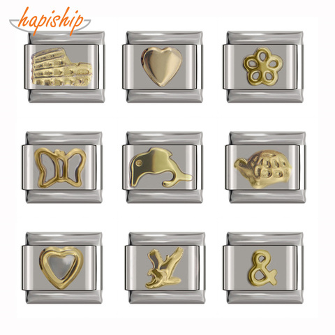 Happishop – Bracelet à breloques en acier inoxydable, 9mm de largeur, marguerite, cœur, fleur, papillon, dauphins, Original, fabrication de bijoux, DJ116 ► Photo 1/6