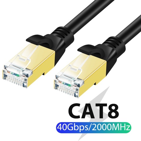 Câble Ethernet Cat8 Super rapide, 40Gbps, SSTP, cordon de raccordement RJ45 pour PC, Modem, routeur, ordinateur portable ► Photo 1/6