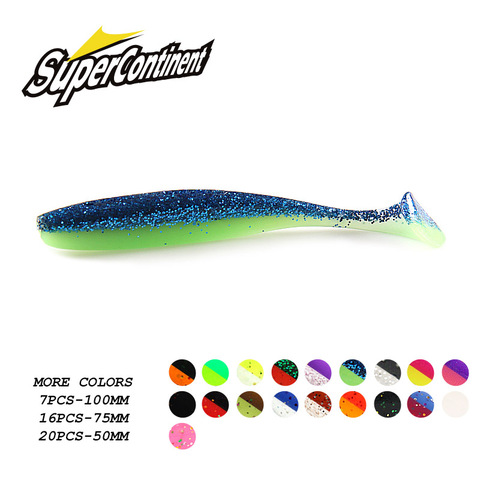 Supercontinent – Leurre en Silicone souple Double couleur avec queue en T, appât artificiel idéal pour la pêche à l'alose, wobbler, 50/75/100mm ► Photo 1/6