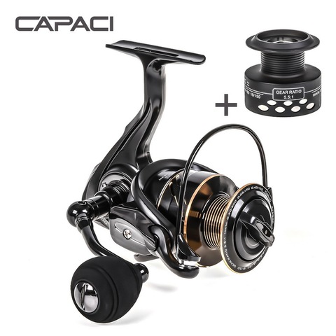 CAPACI moulinet de pêche filature 14LBS glisser 13 + 1BB 5.5:1 roue rotative en métal outils de poisson avec bobine supplémentaire série 1000-3000 ► Photo 1/6