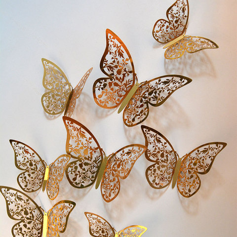 Stickers muraux papillons en cristal à effet 3d