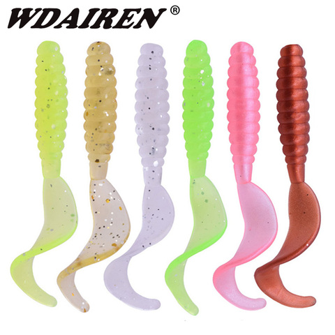 10 pièces/lot ver appâts souples Shads gabarit de pêche Wobblers leurres souples 5.5cm 1.3g leurre en Silicone artificiel pour appâts de pêche basse Pesca ► Photo 1/6