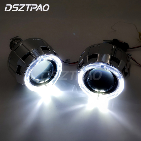 Phare de projecteur d'yeux d'ange halo Bi lentille xénon pour rénovation de voiture, bricolage avec feux de jour 2.5 ''H4 H7 utiliser H1 xenon ► Photo 1/6
