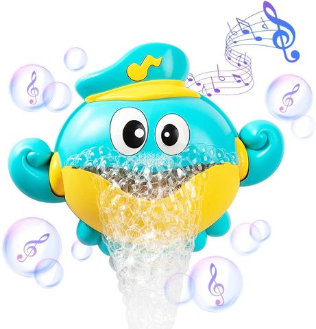 Machine à bulles automatique pour bébé, jouet de bain pour enfant, musique, crabe, grenouille, baignoire, savon ► Photo 1/6