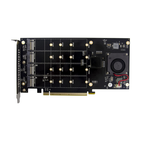 PCIe X16 4 ports M.2 NVMe adaptateur SSD puce PEX8747 128 Gb/s haute vitesse pour l'exploitation minière RAID Riser convertisseur Expansion Mkey M2 Nvme carte ► Photo 1/6