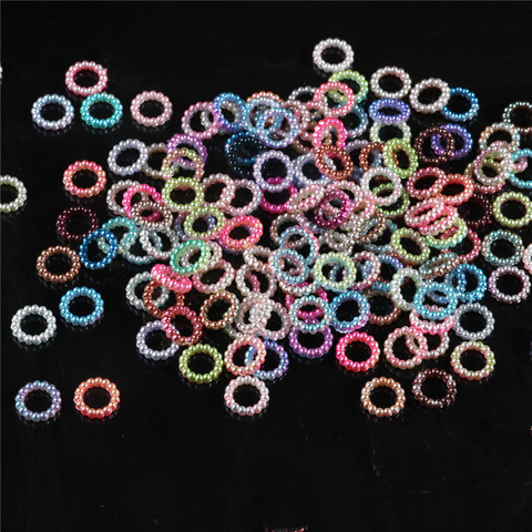 Bagues de couleurs dégradées 10mm 14mm, 50 pièces/paquet, perles creuses en vrac, imitation de perles, bijoux, téléphone, bricolage de vêtements, artisanat ► Photo 1/5