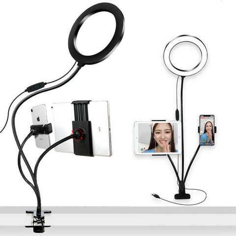 3 en 1 Grande taille 20CM Selfie A Mené La Lumière D'anneau Vlog supports de Téléphone Portable Support De Tablette Youtube Vidéo En Direct Maquillage Studio Lampe ► Photo 1/6