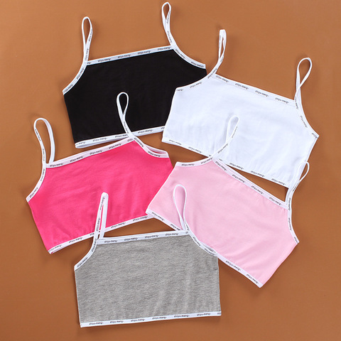 Filles soutien-gorge sous-vêtements Lingerie enfants adolescents adolescent jeune Adolescente 6-12 ans étudiant coton Double pont couleur unie 1 pièces Sport ► Photo 1/6