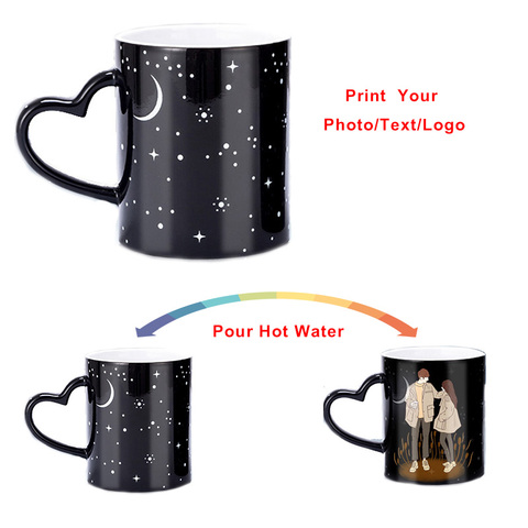 Tasse à café personnalisée avec texte et image, 2 styles, changement de couleur créatif, tasse en céramique, tasse de voyage, cadeau d'anniversaire pour la maison ► Photo 1/5