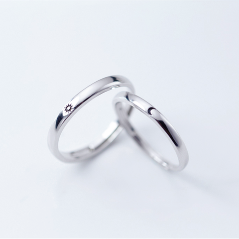 YIZIZAI Simple ouverture soleil lune bague minimaliste couleur argent soleil lune réglable bague pour hommes femmes Couple fiançailles bijoux ► Photo 1/5